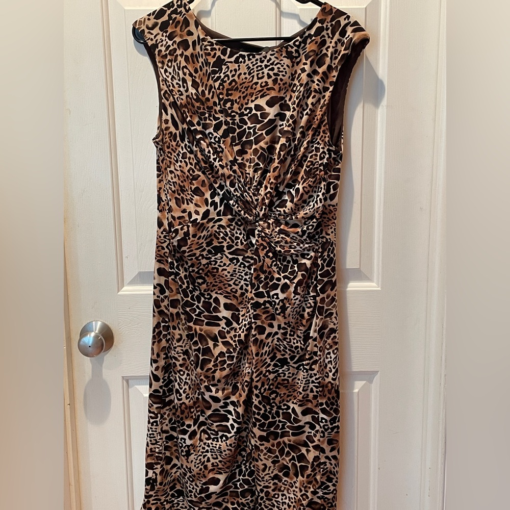 Evan Picone Brown and Black Sheath Midi Dress